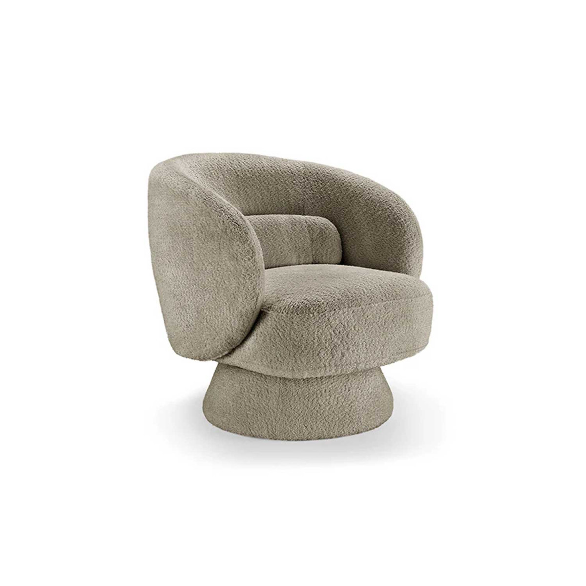 Fauteuil 1 place pivotant bouclé taupe Tirian