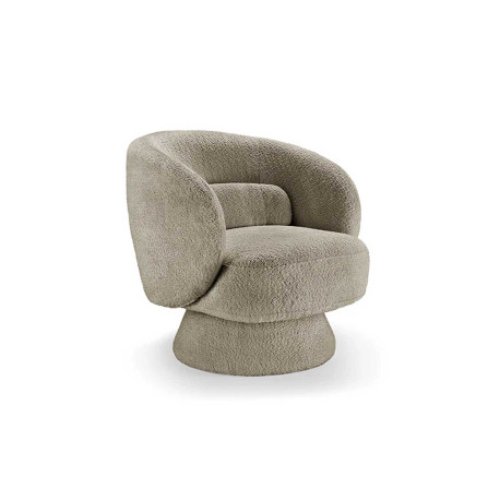 Fauteuil 1 place pivotant bouclé taupe Tirian