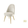 Chaises beige côtelé et pieds dorés Neyron