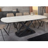 Table à manger extensible céramique marbre blanc 130-190 cm Avarea