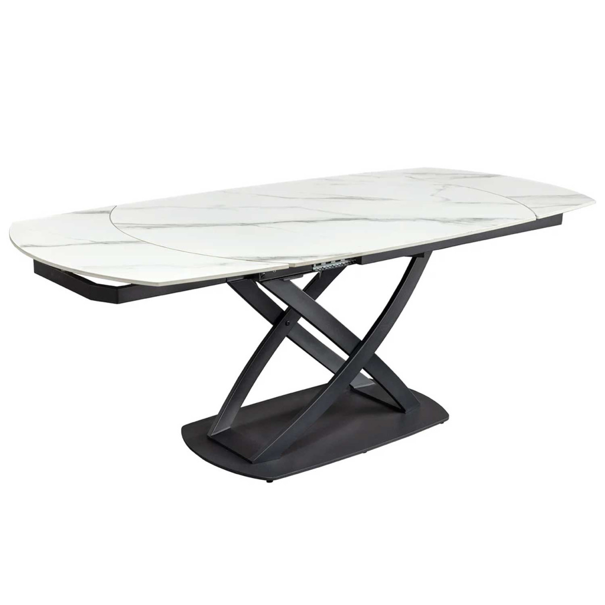 Table à manger extensible céramique marbre blanc 130-190 cm Avarea