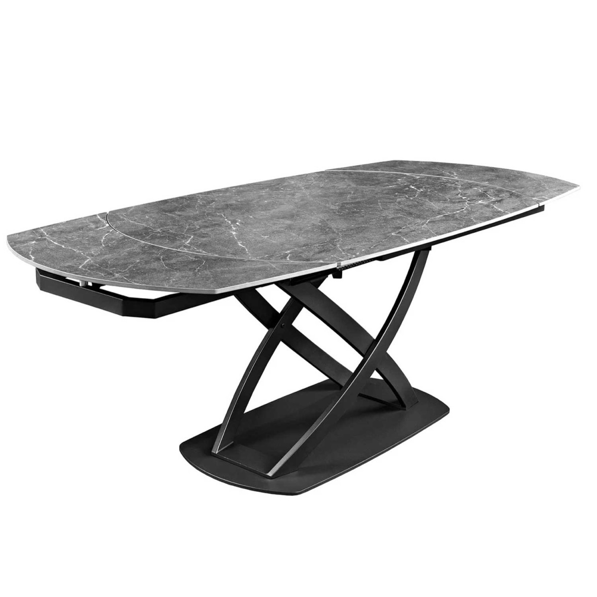 Table extensible céramique aspect marbre anthracite 130-190 cm Avarea
