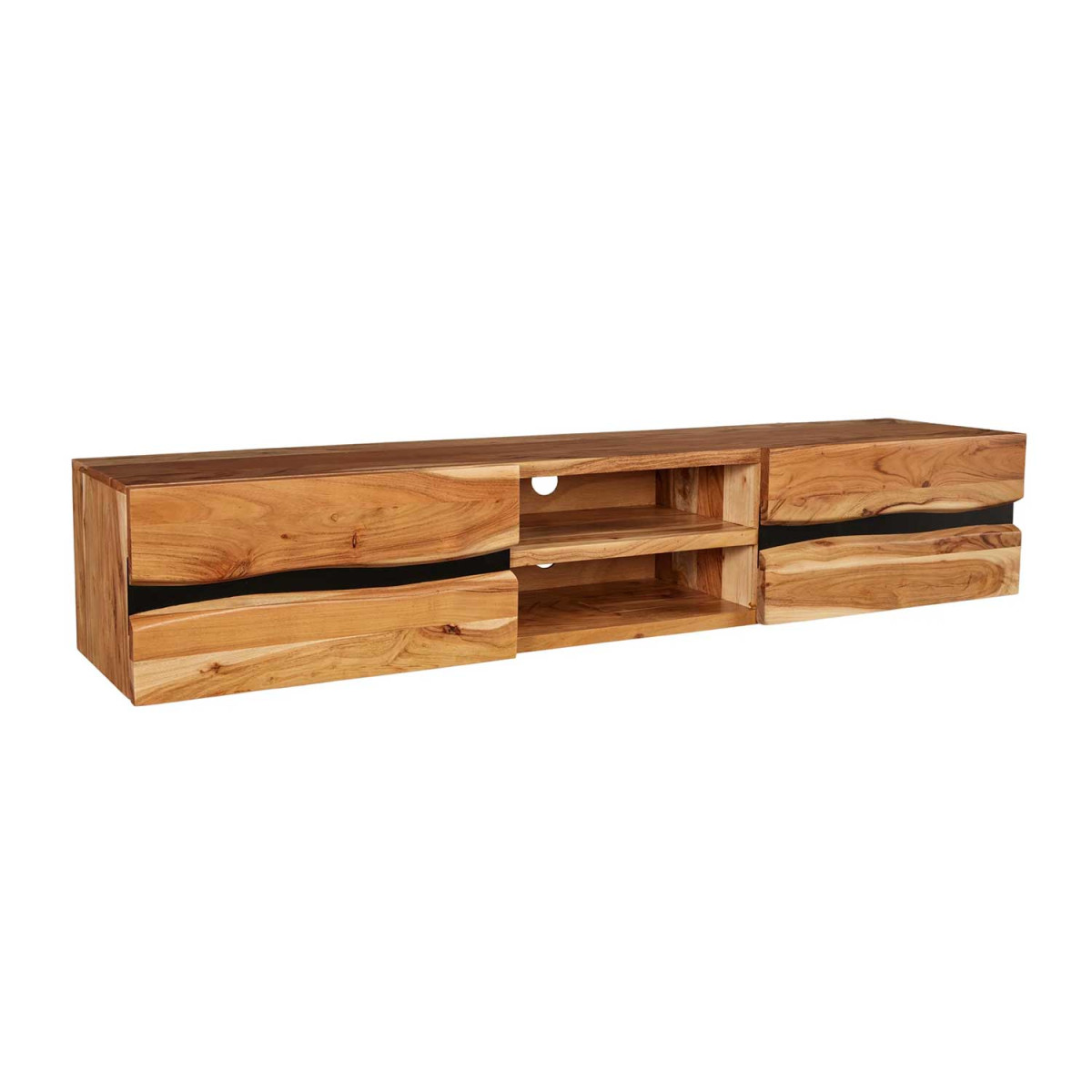 Meuble TV suspendu en acacia 160 cm Lazaro