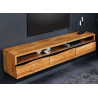 Meuble TV suspendu en acacia 3 tiroirs 160 cm Aeris
