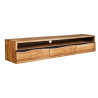 Meuble TV suspendu en acacia 3 tiroirs 160 cm Aeris