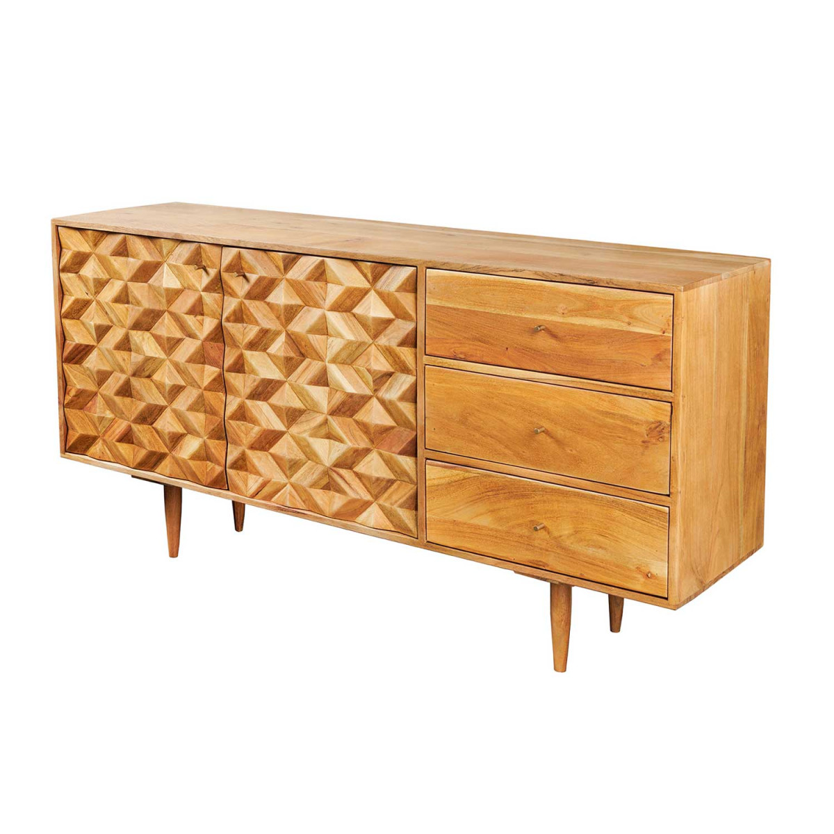 Buffet en acacia 2 portes et 3 tiroirs 145 cm Yuki