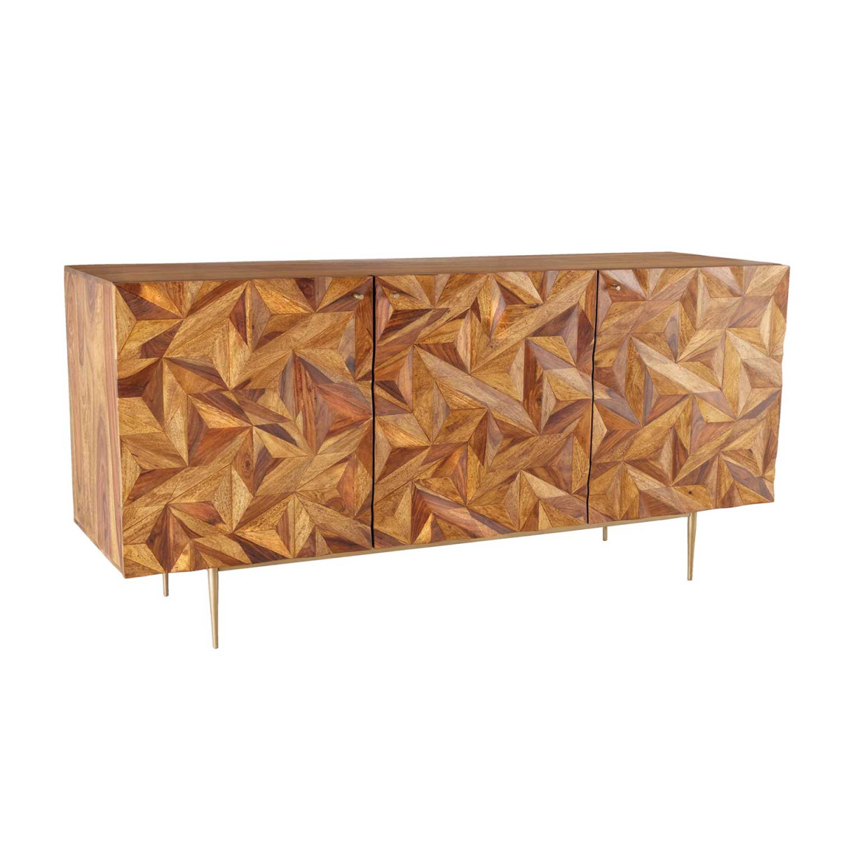 Buffet en sesham 3 portes 145 cm Eliora
