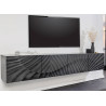 Meuble TV suspendu en manguier noir sculpté 200 cm Elno