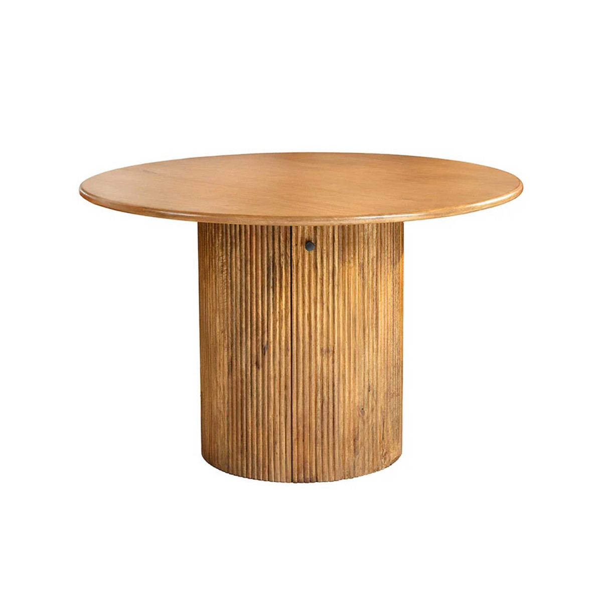Table à manger ronde bois massif avec rangement Riven