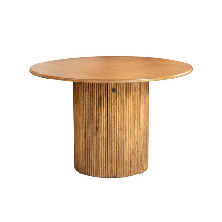 Table à manger ronde avec rangement en manguier Riven