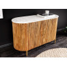 Commode en manguier 2 portes plateau marbre blanc Riven