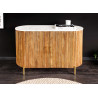 Commode en manguier 2 portes plateau marbre blanc Riven