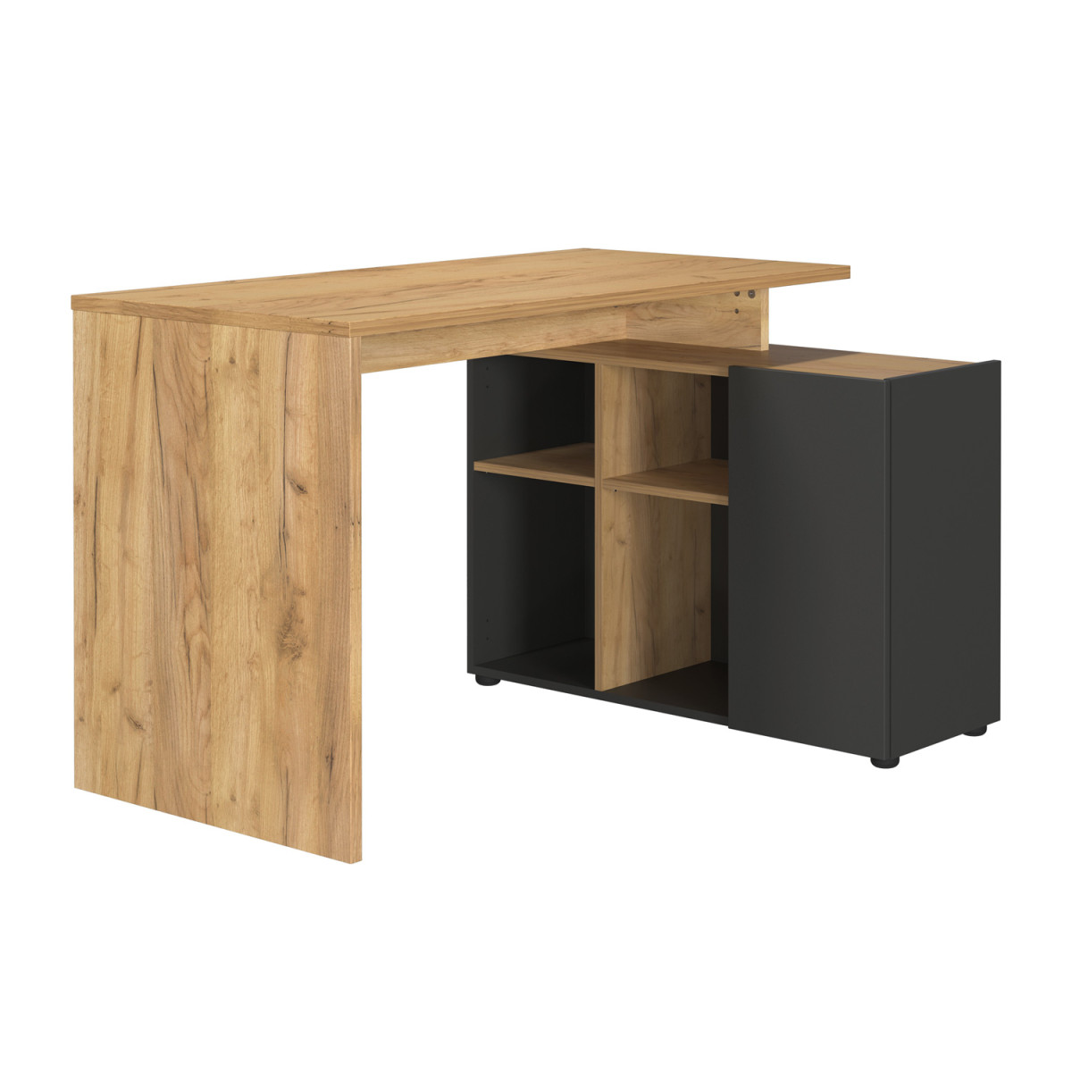 Bureau d'angle chêne et graphite 120 cm Adrano