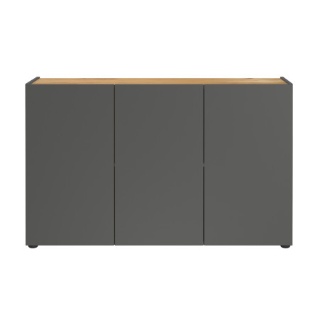 Meuble rangement bureau 3 portes chêne et graphite Adrano