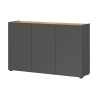 Meuble rangement bureau 3 portes chêne et graphite Adrano