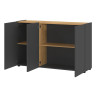 Meuble rangement bureau 3 portes chêne et graphite Adrano