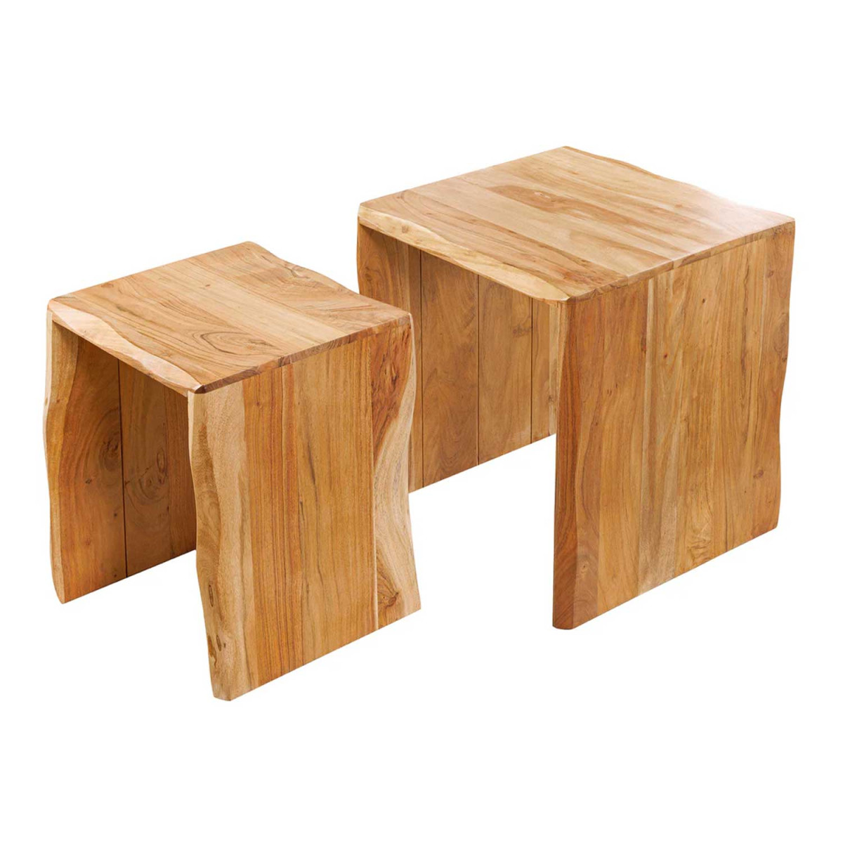 Lot de 2 tables d'appoint en acacia naturel Vael