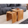 Lot de 2 tables d'appoint en acacia naturel Vael