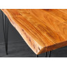 Table de bar en acacia et pieds épingle métal noir Nivor