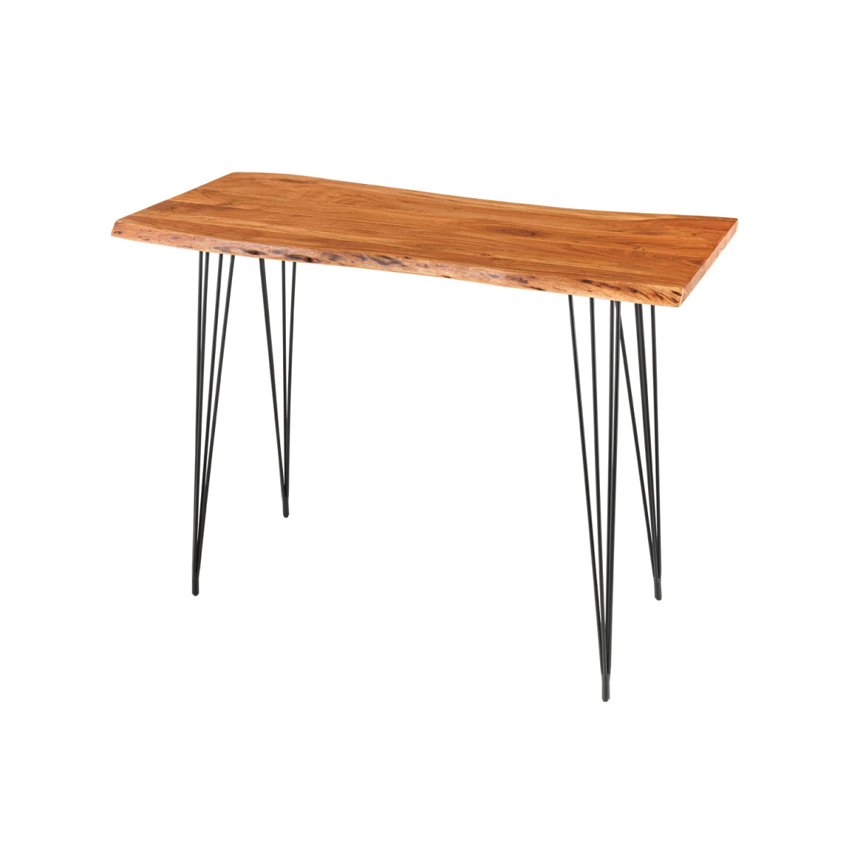 Table de bar en acacia et pieds épingle métal noir Nivor