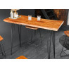 Table de bar en acacia et pieds épingle métal noir Nivor