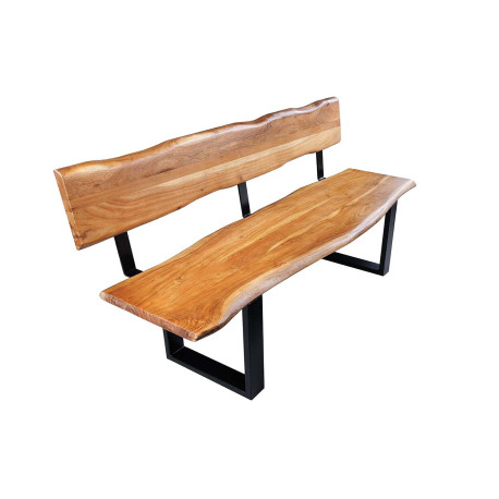 Banc en bois massif 160 cm avec dossier Nivor