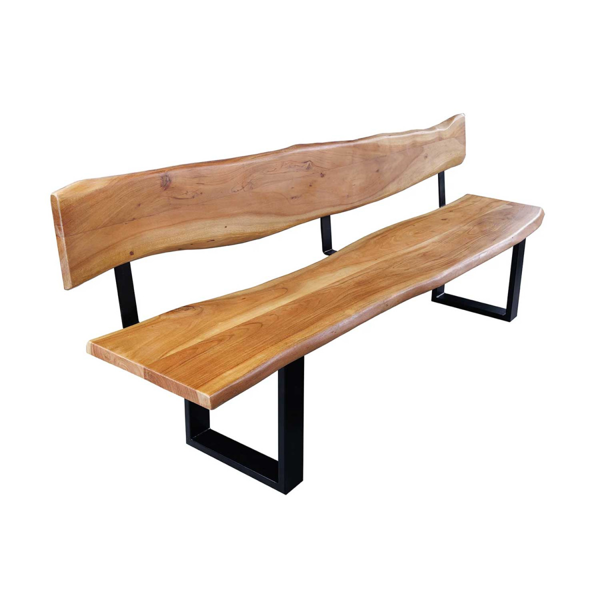 Banc en bois d'acacia 200 cm avec dossier Solena