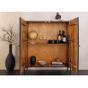 Buffet haut 2 portes en manguier marron foncé sculpté Tribal