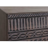 Buffet haut 2 portes en manguier marron foncé sculpté Tribal