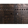 Buffet haut 2 portes en manguier marron foncé sculpté Tribal