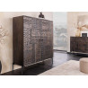 Buffet haut 2 portes en manguier marron foncé sculpté Tribal