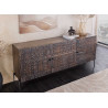 Meuble buffet 3 portes en manguier marron foncé sculpté Tribal