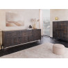 Meuble buffet 3 portes en manguier marron foncé sculpté Tribal