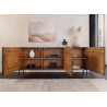 Meuble buffet 3 portes en manguier marron foncé sculpté Tribal