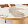 Table à manger ovale 200 cm céramique marbre blanc et bois Calista