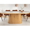 Table à manger ovale 200 cm céramique marbre blanc et bois Calista