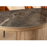 Table ovale 6 personnes céramique marbre gris et bois Calista