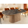 Table ovale 6 personnes céramique marbre gris et bois Calista