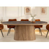 Table ovale 6 personnes céramique marbre gris et bois Calista