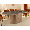 Table ovale 6 personnes céramique marbre gris et bois Calista