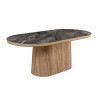 Table ovale 6 personnes céramique marbre gris et bois Calista