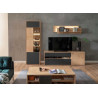 Ensemble meuble TV moderne chêne bianco et verre anthracite VALENCIA
