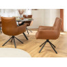 Lot de 2 chaises pivotantes en cuir véritable cognac Bridget