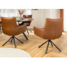 Lot de 2 chaises pivotantes en cuir véritable cognac Bridget