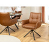 Lot de 2 chaises pivotantes en cuir véritable cognac Bridget