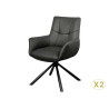 Lot de 2 chaises modernes pivotantes 100% cuir noir Bridget