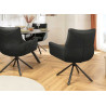 Lot de 2 chaises modernes pivotantes 100% cuir noir Bridget