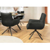 Lot de 2 chaises modernes pivotantes 100% cuir noir Bridget