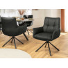 Lot de 2 chaises modernes pivotantes 100% cuir noir Bridget