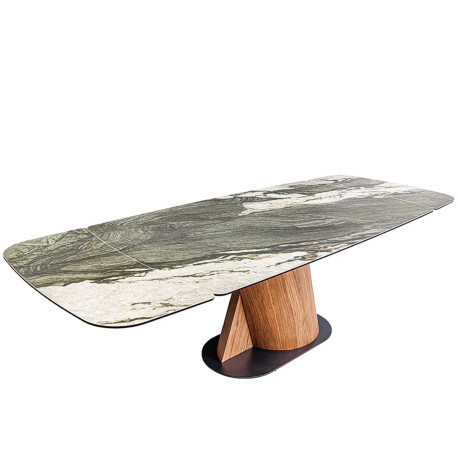 Table extensible 180-260 céramique gris taupe et noyer Myra